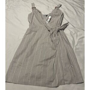 The‎ Limited Womens Beige Striped LINEN Blend Fit And Flare Dress Size 6